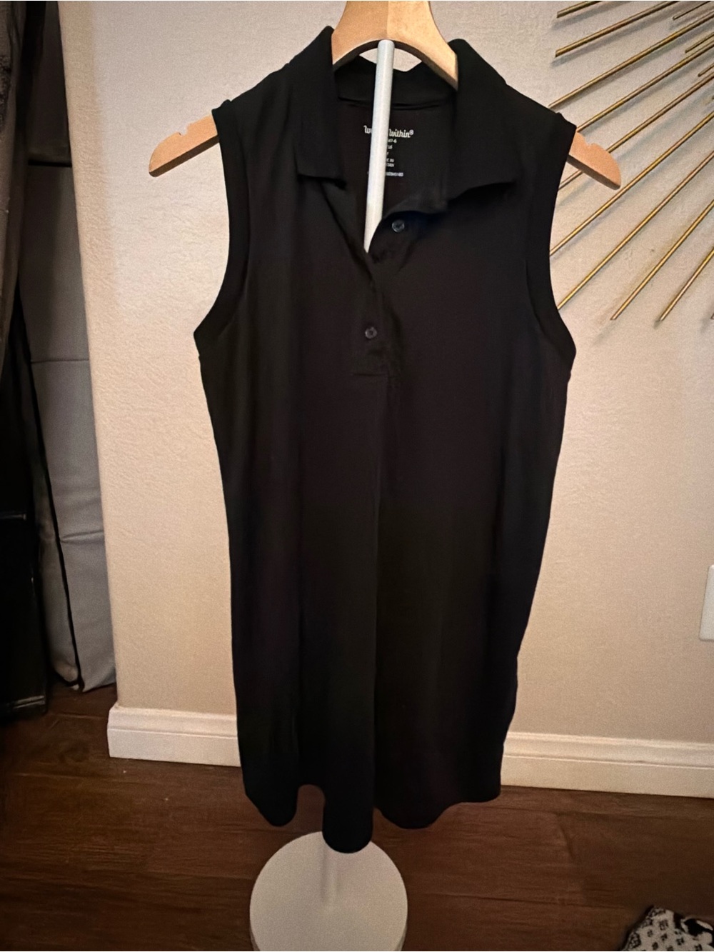 Woman Within Black Sleeveless Polo Tank Top